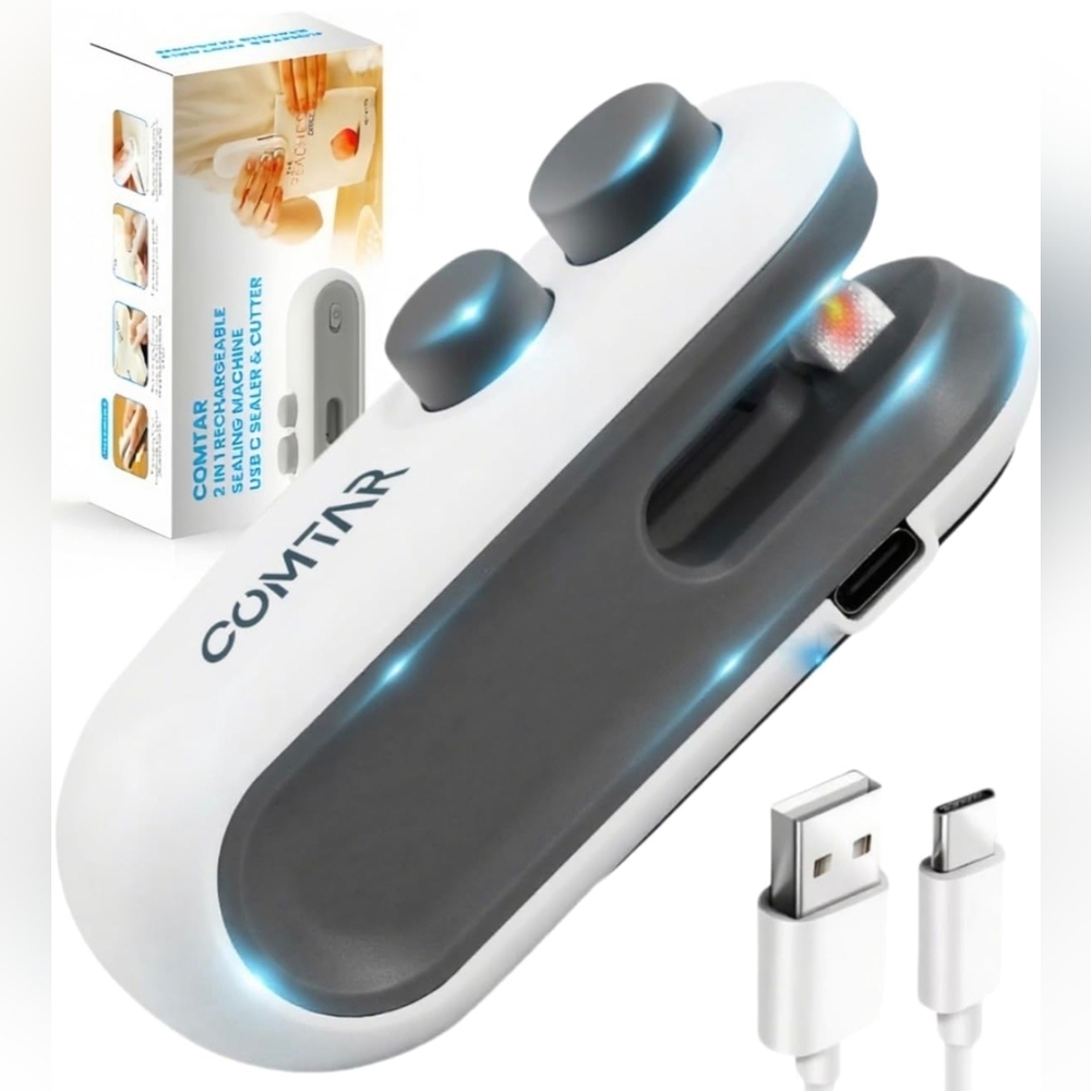 🪷5/25! COMTAR Rechargeable 2in1 Mini Portable Bag Sealer & Cutter NIB